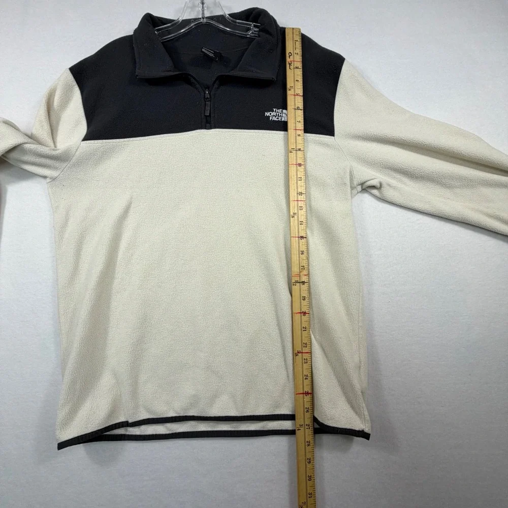The North Face Mens TKA 100 Glacier Quarter Zip Fleece Cream Black Large
